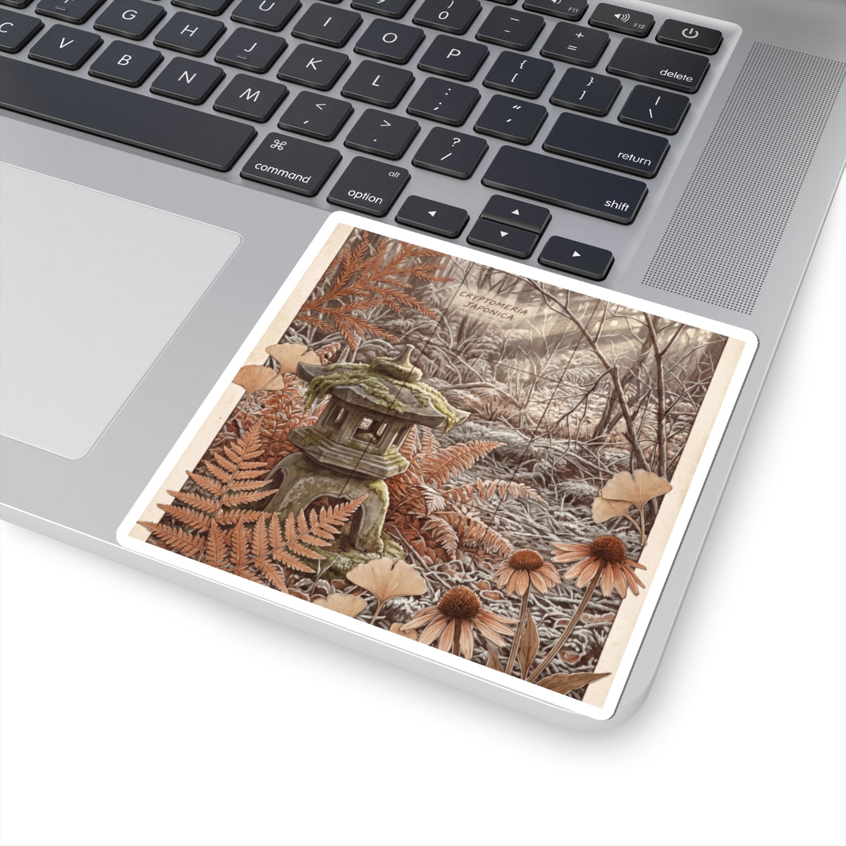 Winter Stone Lantern Herbarium Sticker | Rustic Decor Art Print