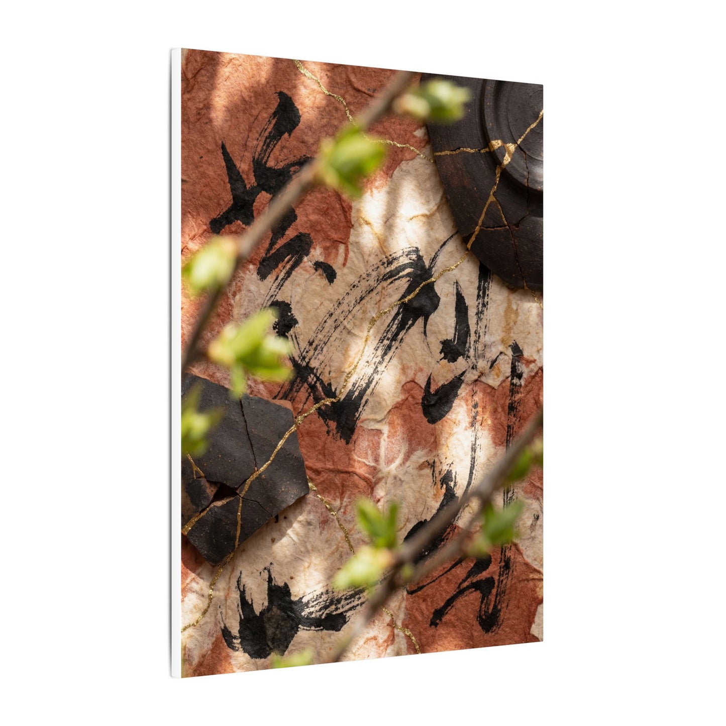 Datsuzoku Ink Brushstroke Canvas Art - Kintsugi Gold Repair