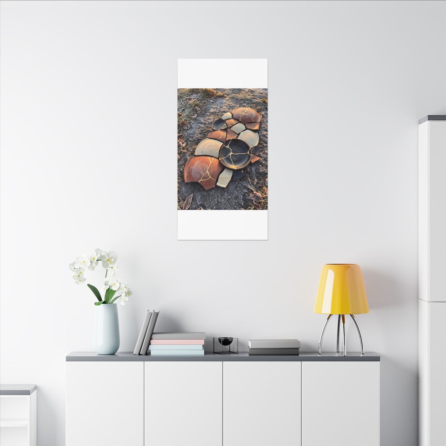 Winter Broken Pottery Gold Vein Canvas Art | Beautiful Decor