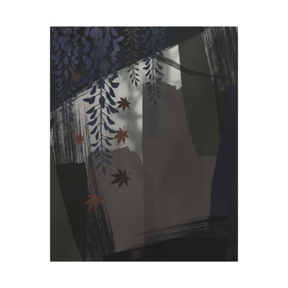 Wisteria Autumn Canvas Art | Dark Japandi Moody Design