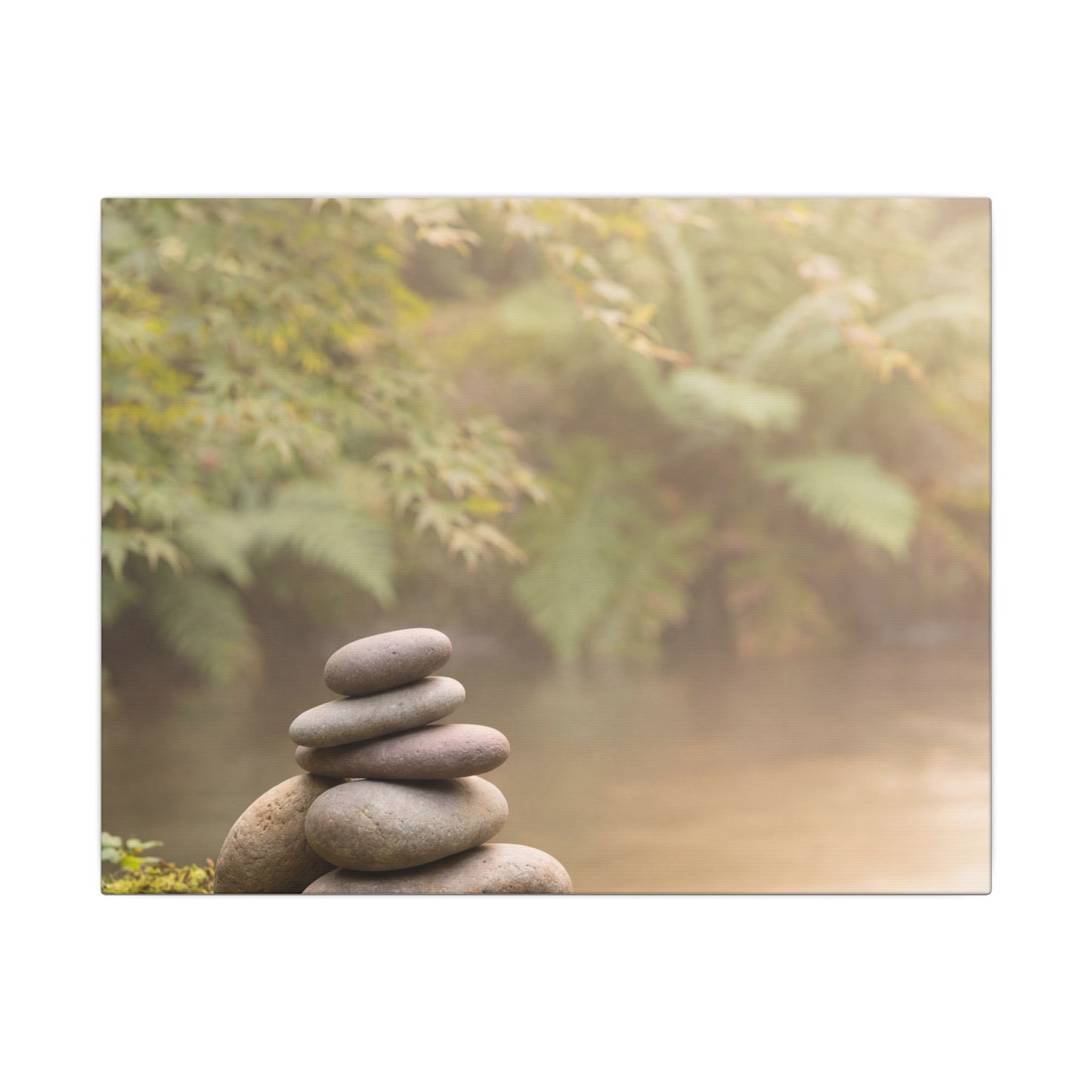 Cozy River Stones Canvas Art - Japanese Pattern Japandi Art Print