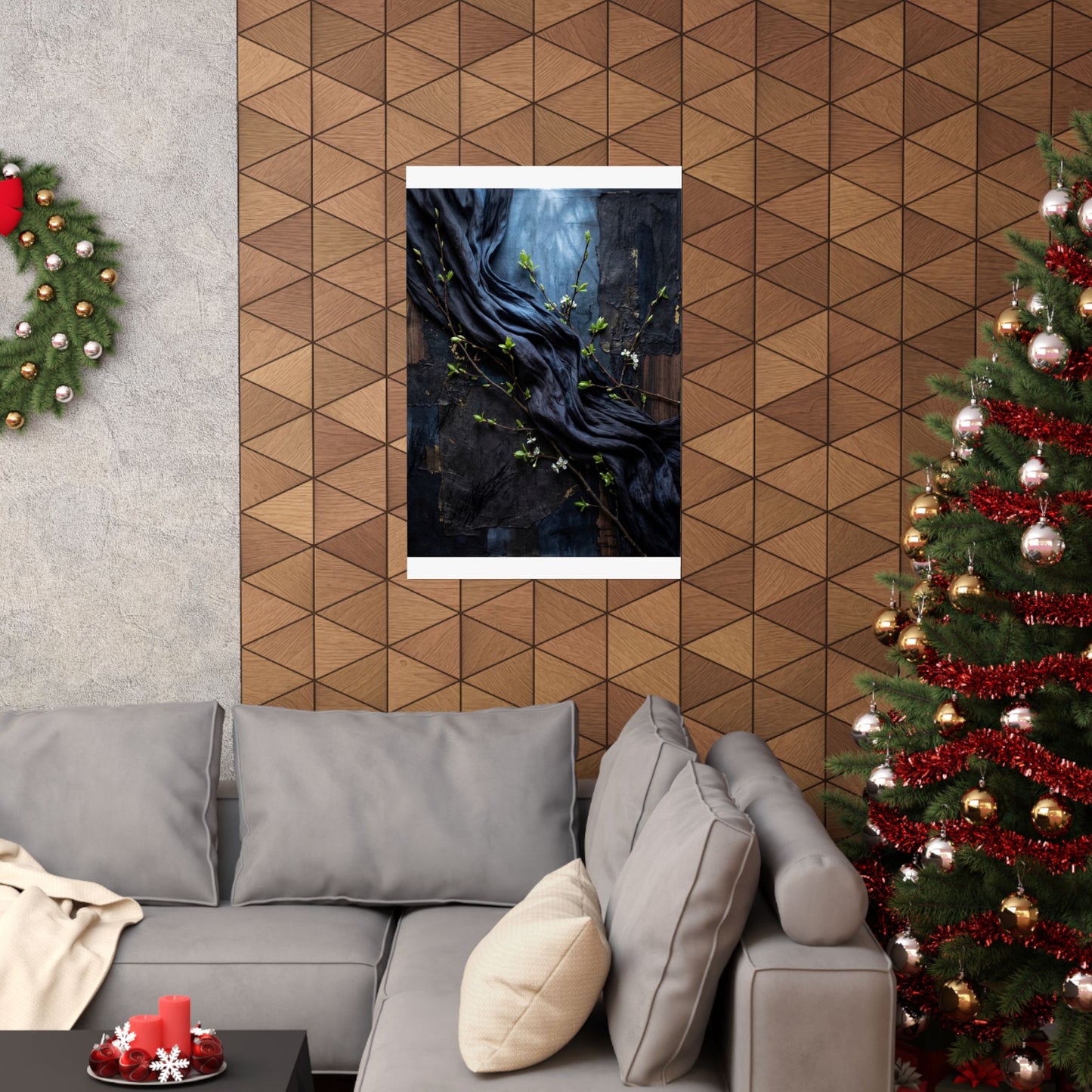 Moonlight Silk Drape Wall Art Print - Dark Japandi Datsuzoku