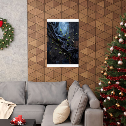 Moonlight Silk Drape Wall Art Print - Dark Japandi Datsuzoku