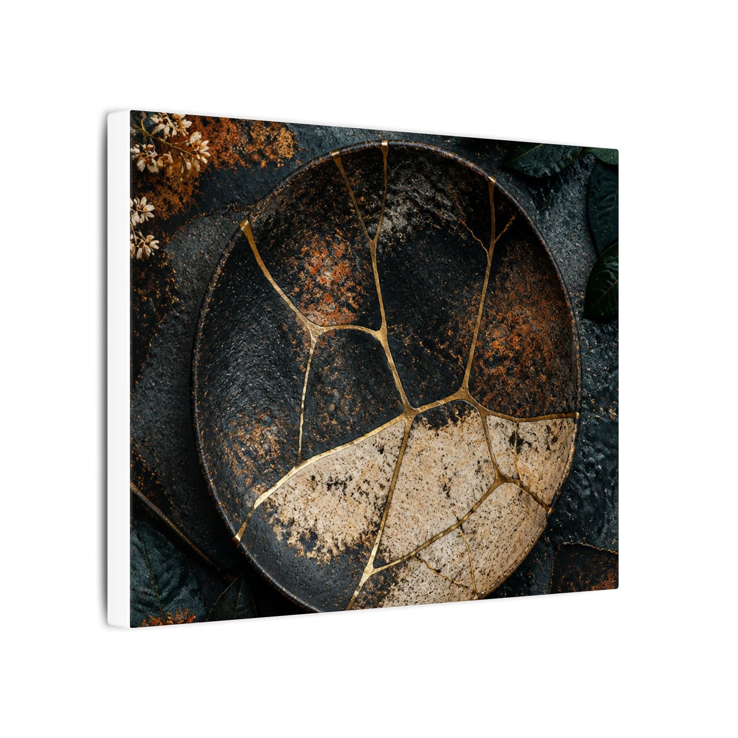 Kintsugi Rust Patina in Dawn | Gold Repair Canvas Art