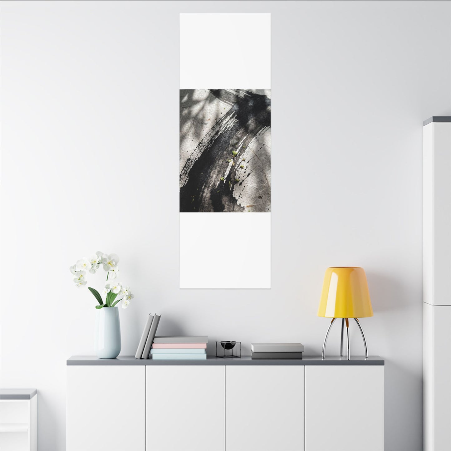 Ink Brushstroke Canvas Art | Spring Dark Japandi Moody Minimal Art