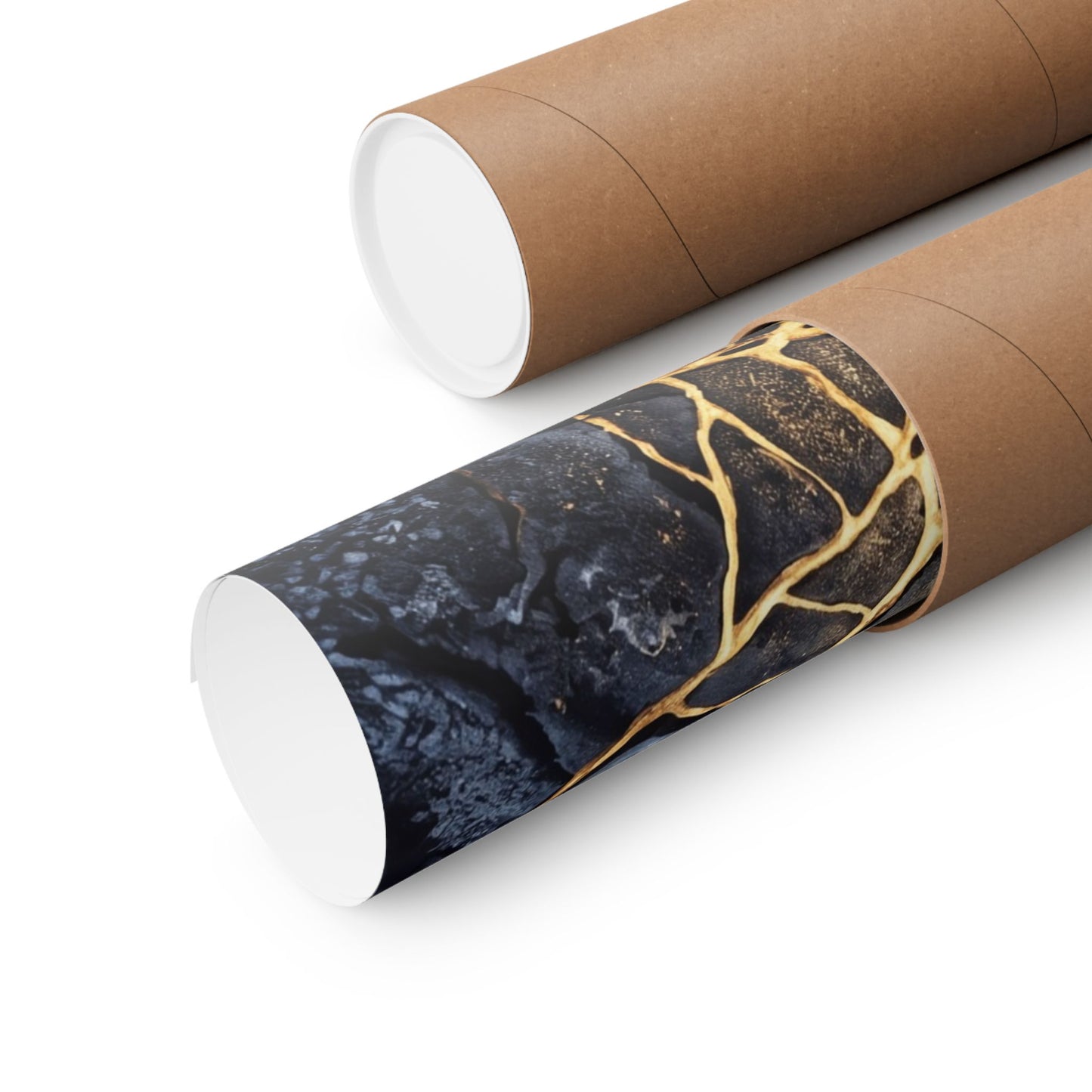 Artful Cracked Earth Wall Art Print - Gold Vein Kintsugi