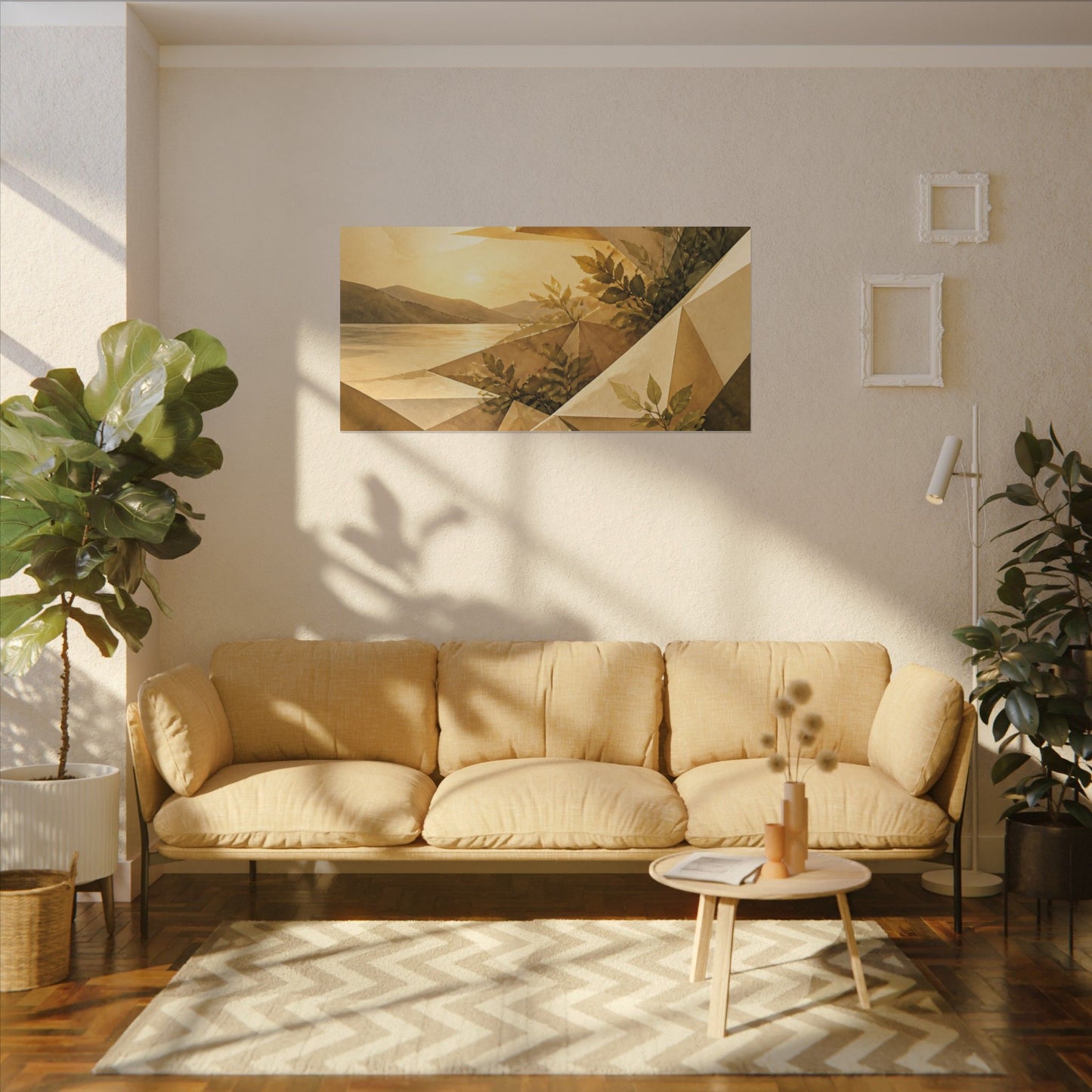 Golden Hour Paper Fold Canvas Art - Japandi Ma