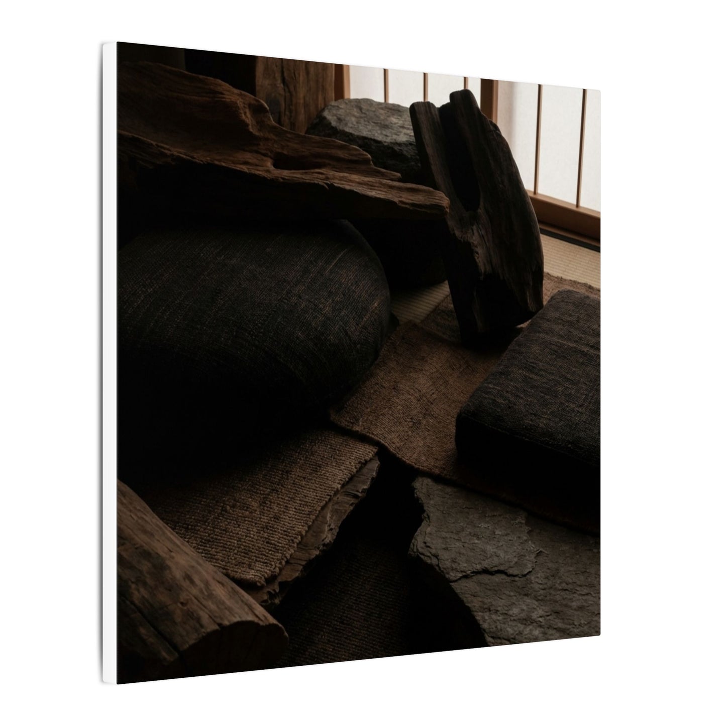 Dark Japandi Shadow Zen Canvas Art