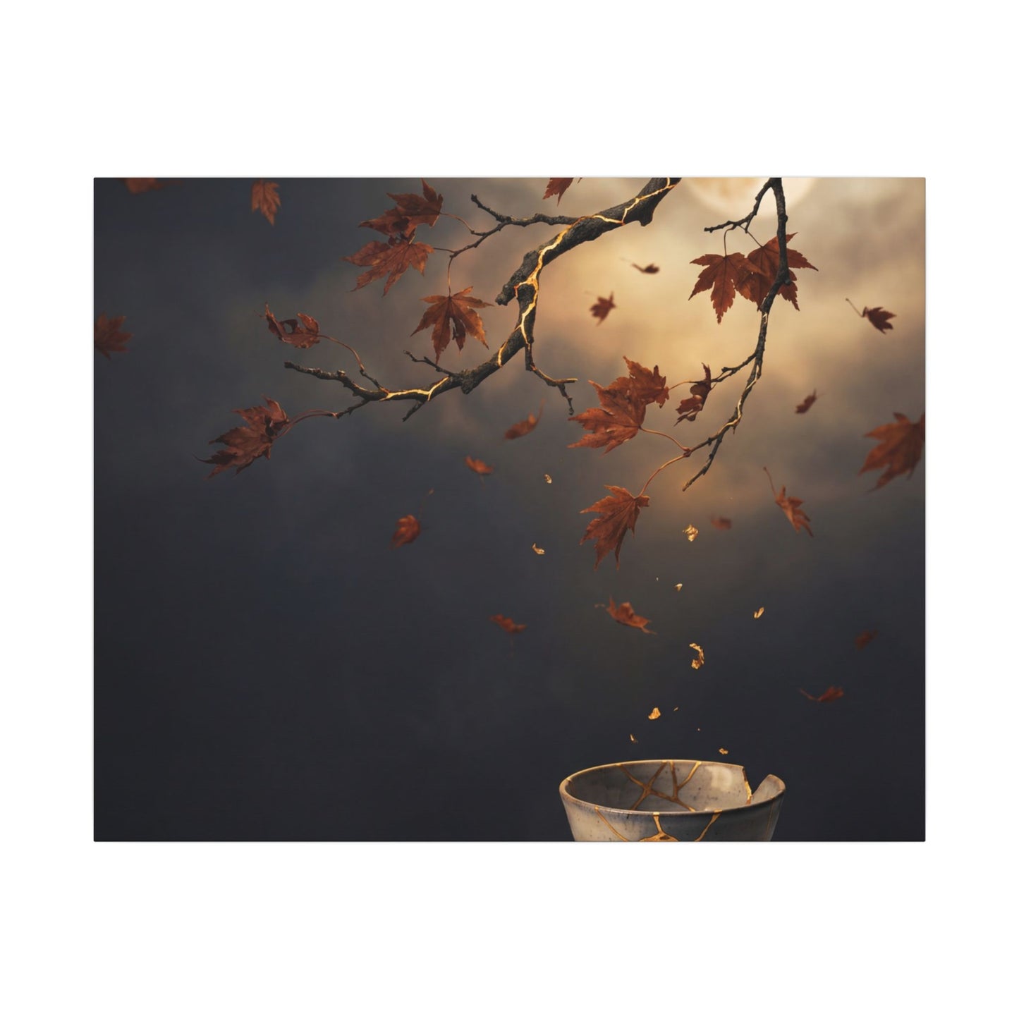 Moonlit Garden Gold Repair Canvas Art | Beautiful Kintsugi Art