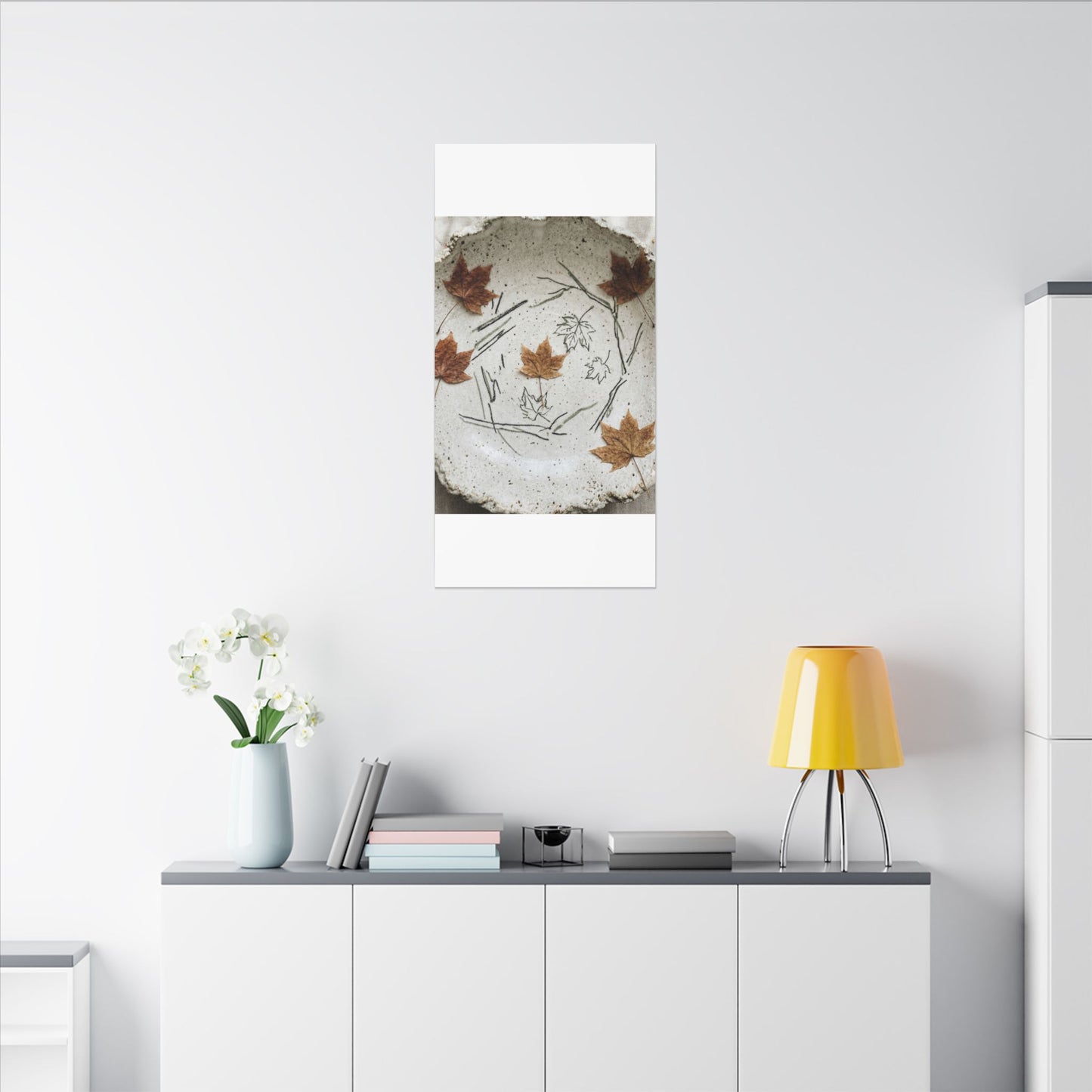 Ceramic Bowl Autumn Canvas Art | Japandi Elegant Design
