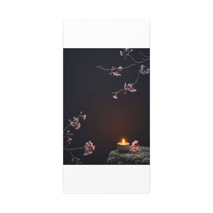 Dark Japandi Cherry Blossom in Candlelight | Moody Minimal Canvas Art