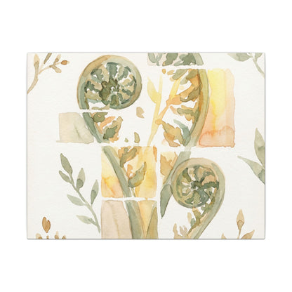 Earthy Fern Unfurling Canvas Art - Watercolor Japandi