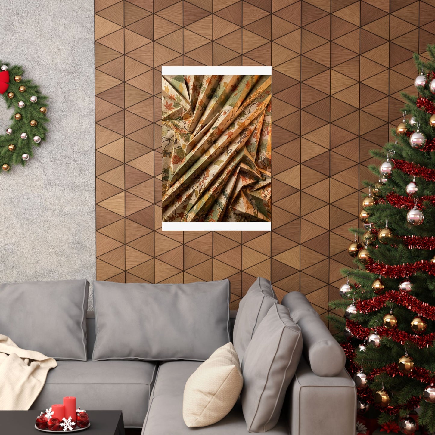 Candlelight Paper Fold Wall Art Print - Japandi Shibui
