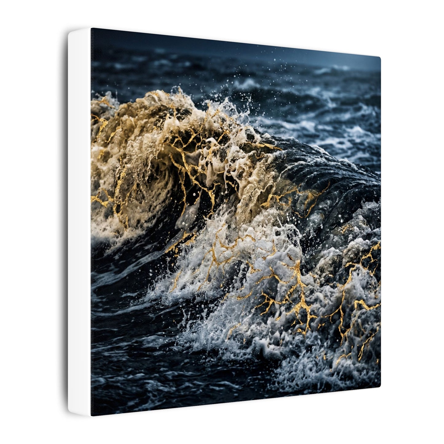 Ocean Wave Winter Canvas Art | Kintsugi Artful Design