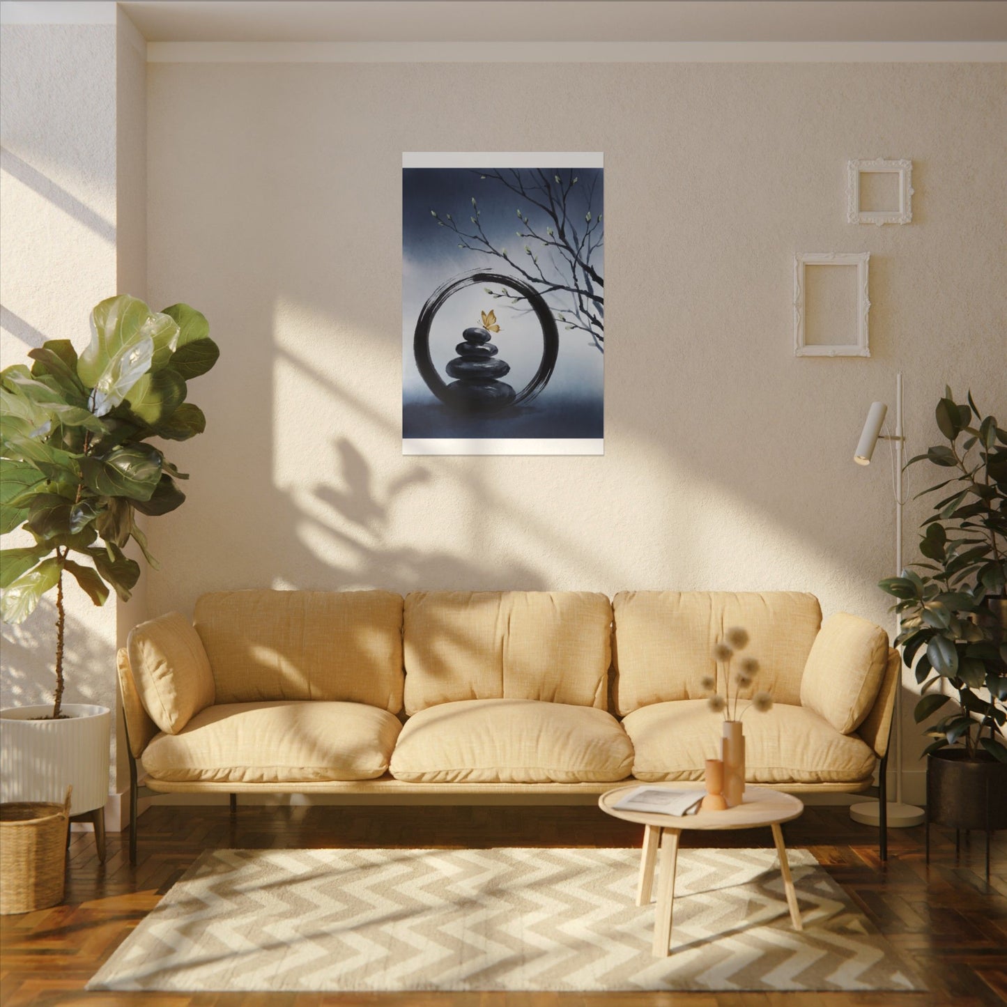 River Stones Spring Canvas Art | Zen Peaceful Design