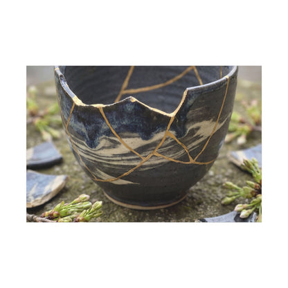 Datsuzoku Ceramic Bowl Canvas Art - Kintsugi Gold Repair