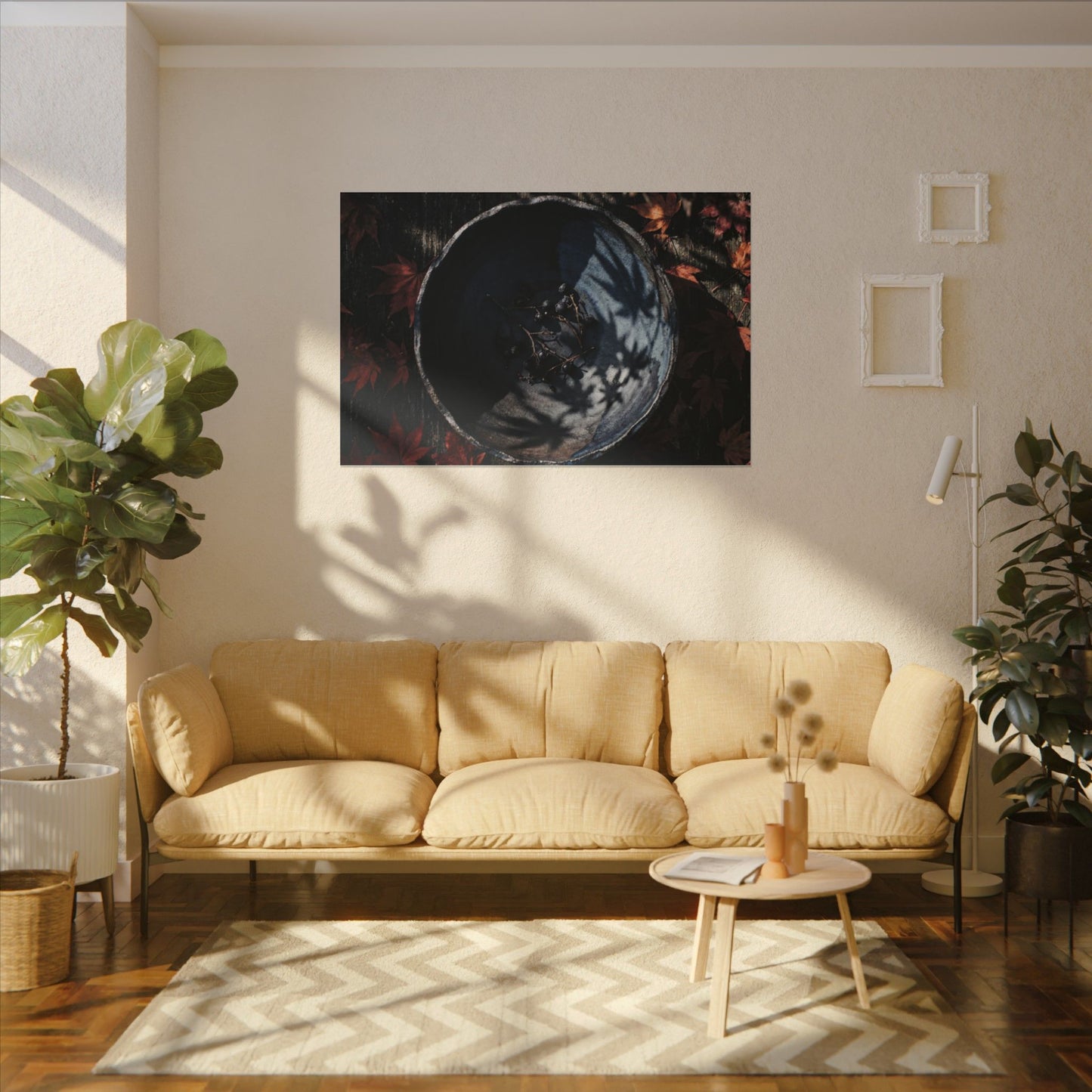 Autumn Ceramic Bowl Shadow Zen Canvas Art | Bold Decor