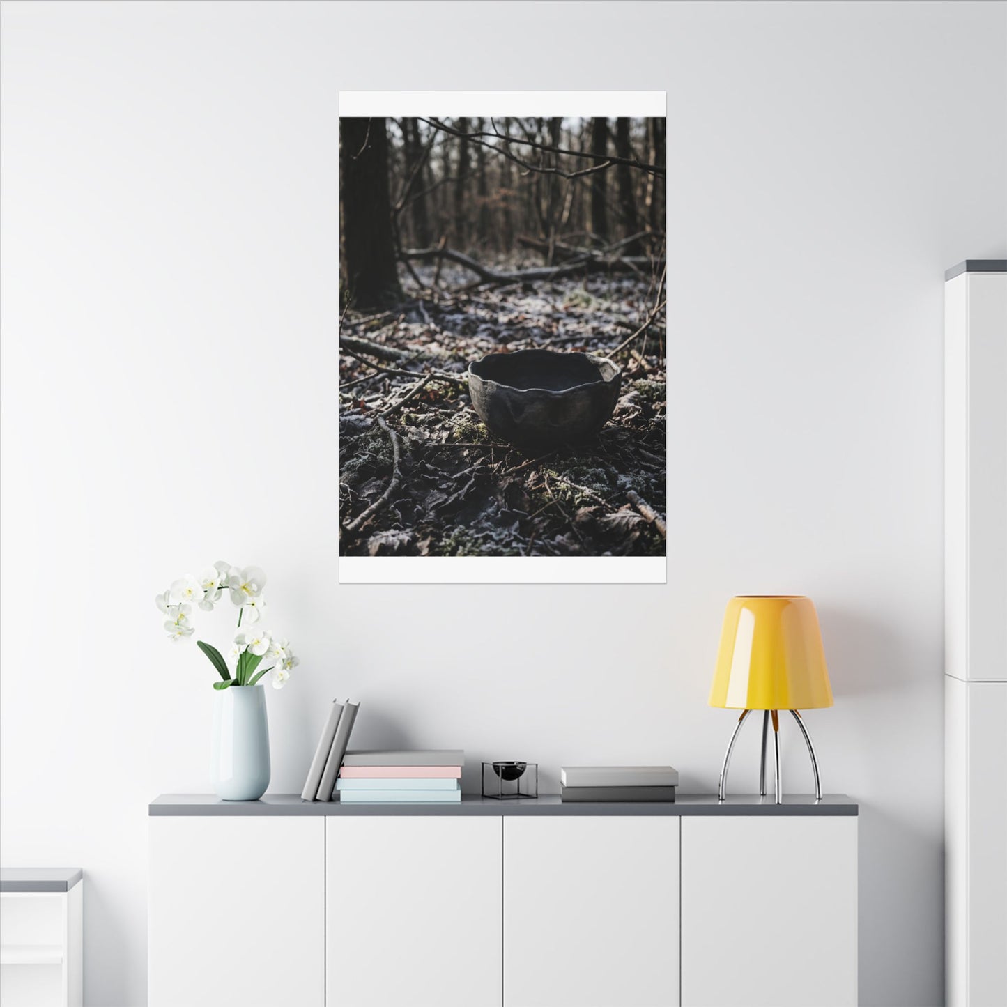 Dappled Ceramic Bowl Canvas Art - Dark Japandi Kanso