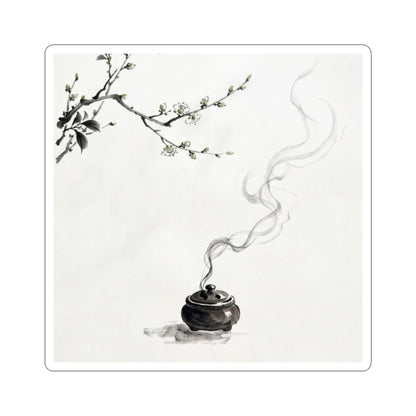 Ma Incense Smoke Sticker - Zen Sumi E