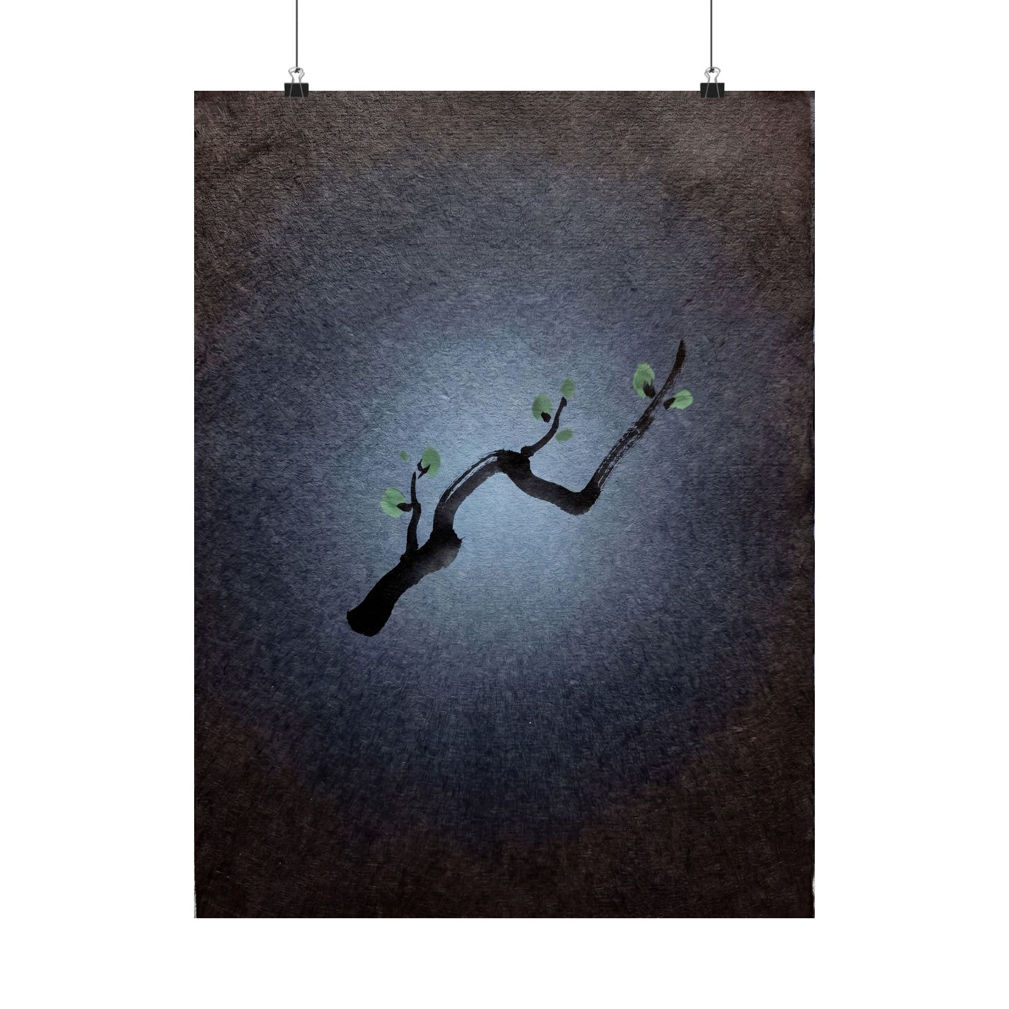 Moonlight Ink Brushstroke Wall Art Print - Dark Japandi Ma Art Print
