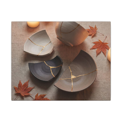 Candlelight Broken Pottery Canvas Art - Japandi Ma