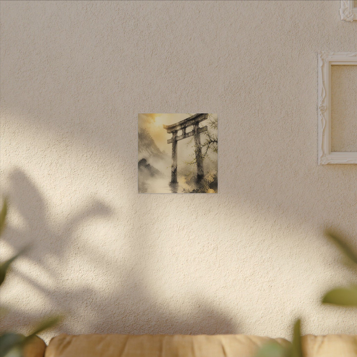 Spring Torii Gate Sumi E Canvas Art | Tranquil Decor
