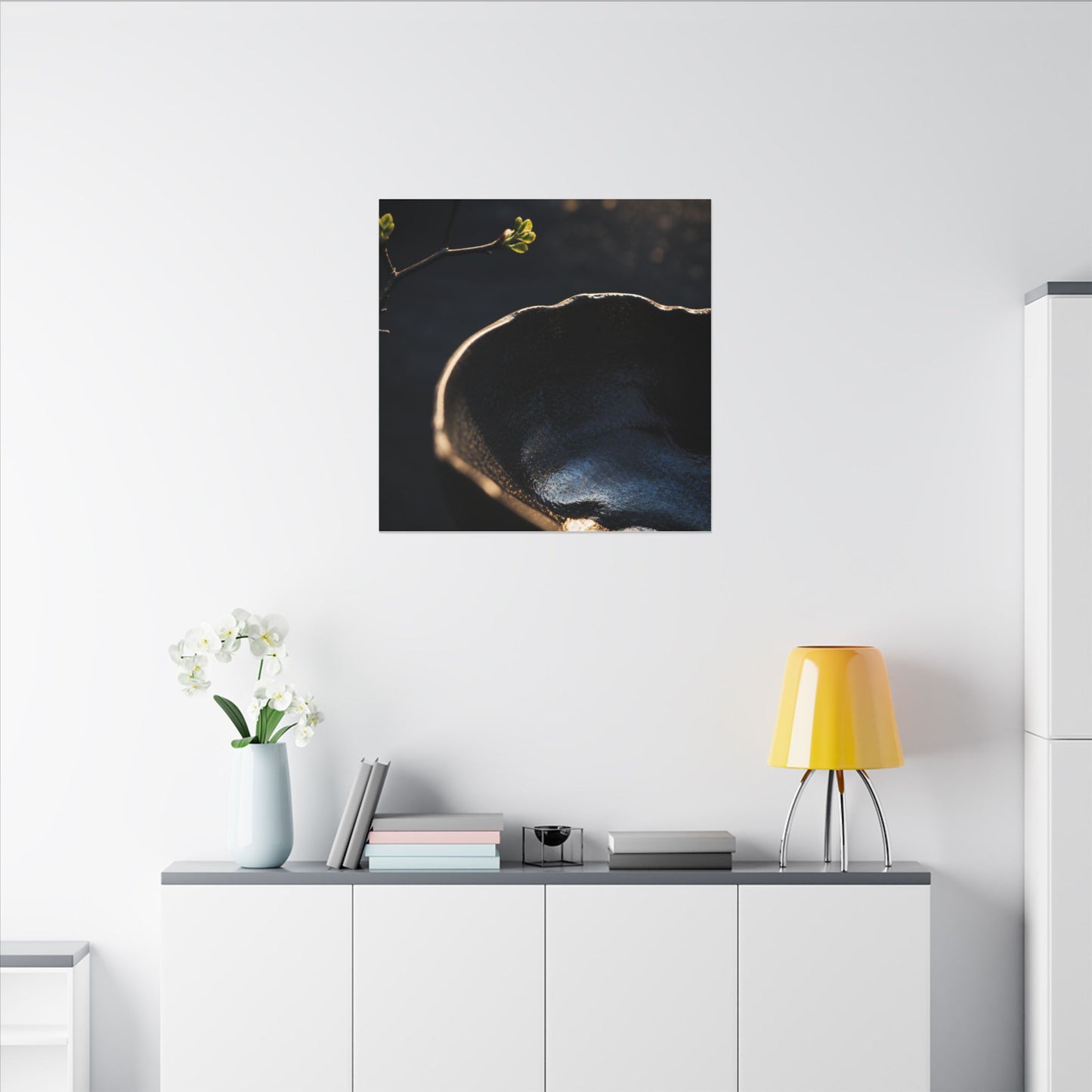 Ma Ceramic Bowl Canvas Art - Dark Japandi Shadow Zen