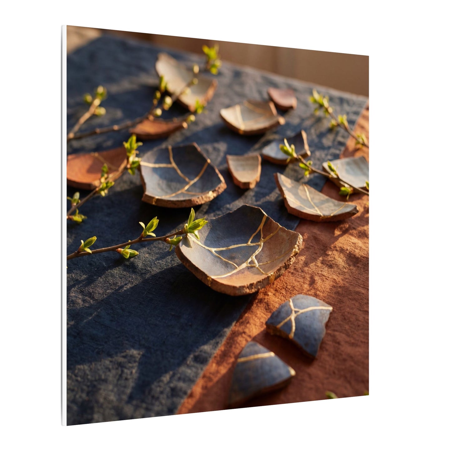 Spring Broken Pottery Gold Vein Canvas Art | Philosophical Decor