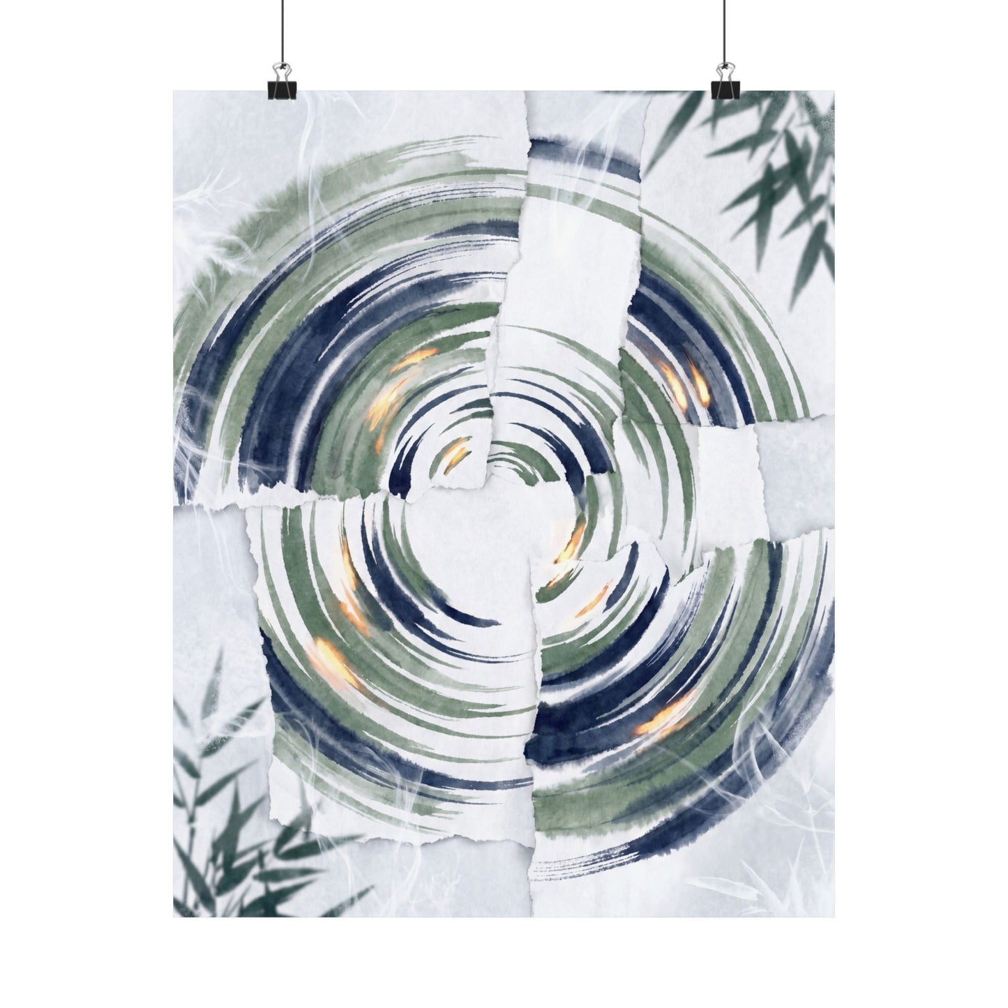 Serene Water Ripple Wall Art Print - Sumi E Zen