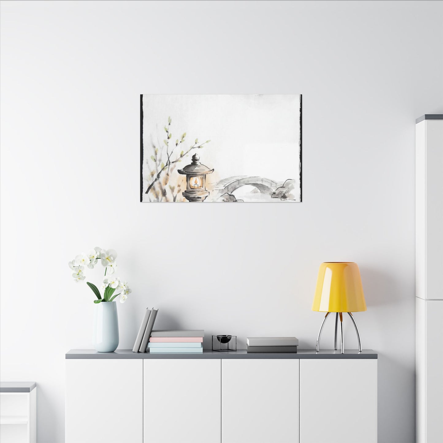 Moonlit Garden Spring Canvas Art | Zen Contemplative Design