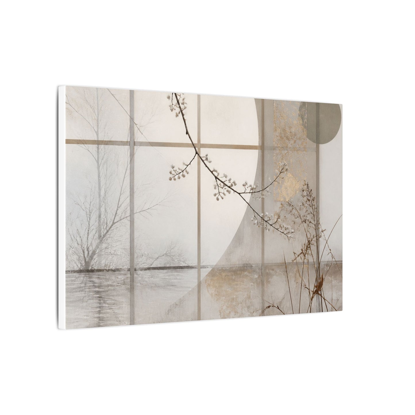 Winter Shoji Screen Japanese Pattern Canvas Art | Elegant Decor