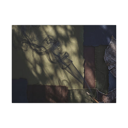 Ma Incense Smoke Canvas Art - Dark Japandi Dark Texture