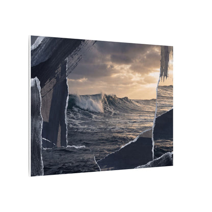 Fukinsei Ocean Wave Canvas Art - Dark Japandi Shadow Zen
