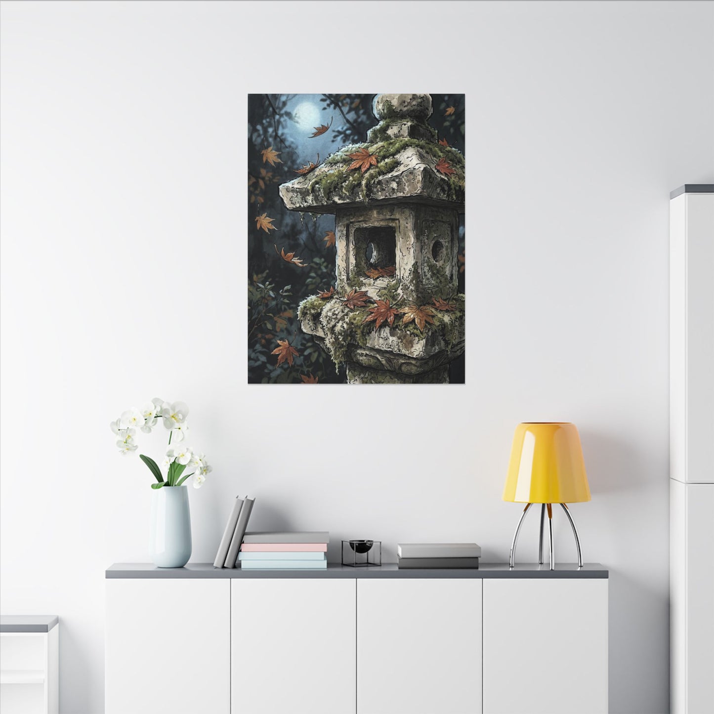 Shibui Stone Lantern Canvas Art - Japandi Minimal Line