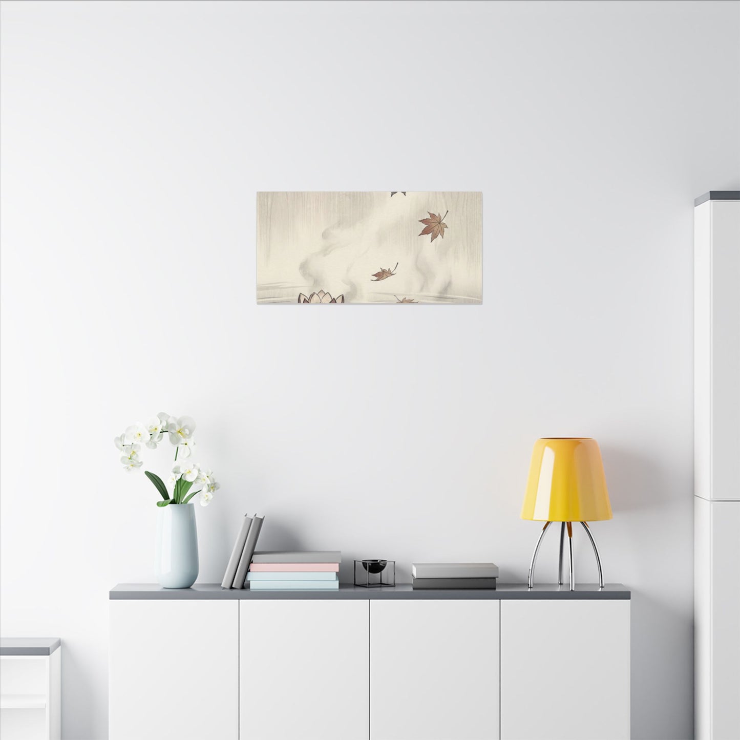 Lotus Flower Canvas Art | Autumn Zen Ukiyo E Inspired Art