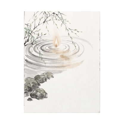 Water Ripple Sumi E Canvas Art | Tranquil Zen Art
