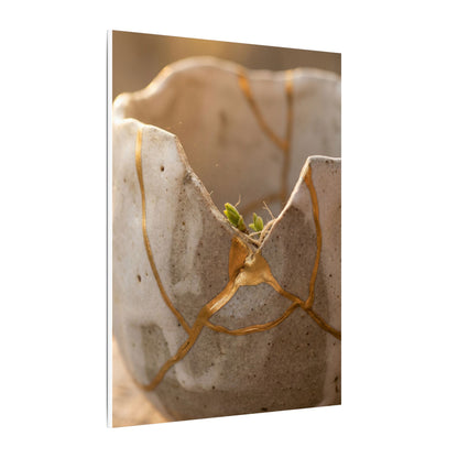 Golden Hour Broken Pottery Canvas Art - Japandi Kanso