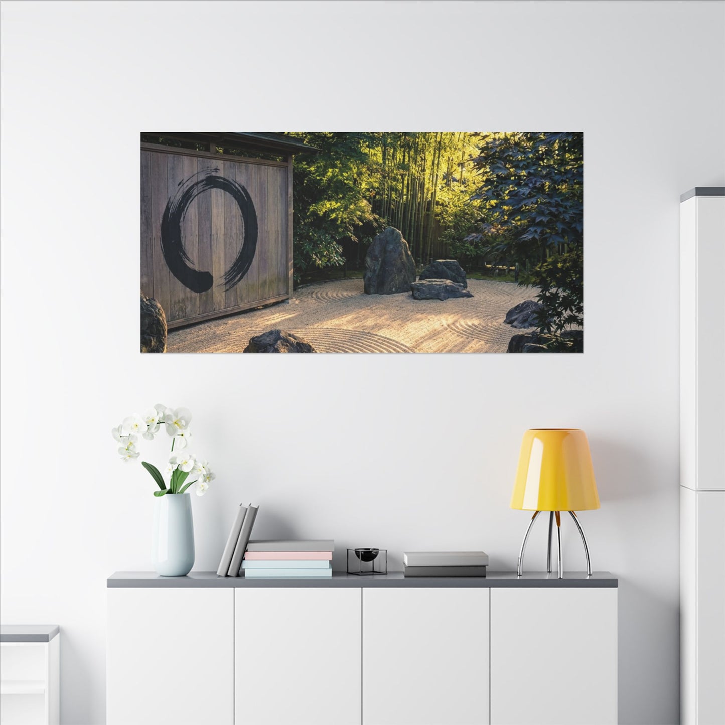 Rock Garden Enso Canvas Art | Tranquil Zen Art