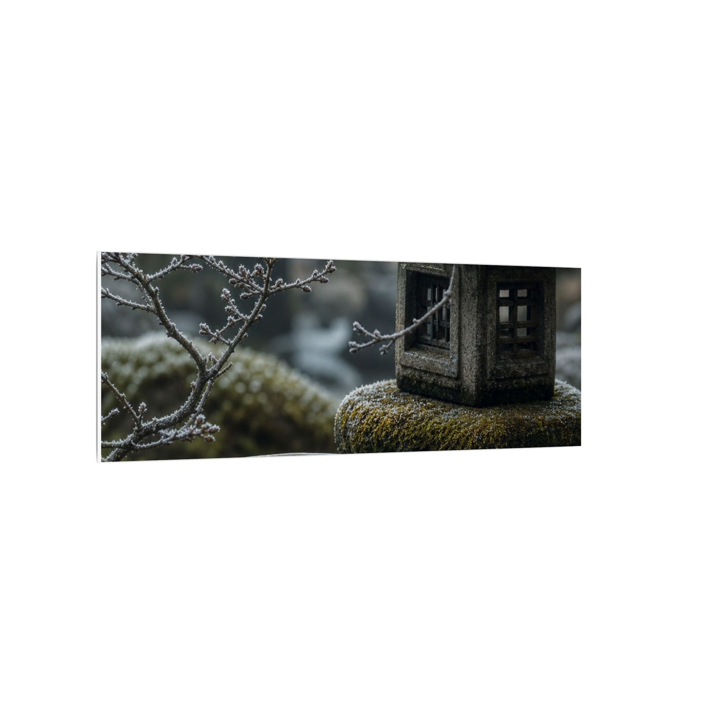 Stone Lantern Canvas Art | Winter Kintsugi Gold Repair Art