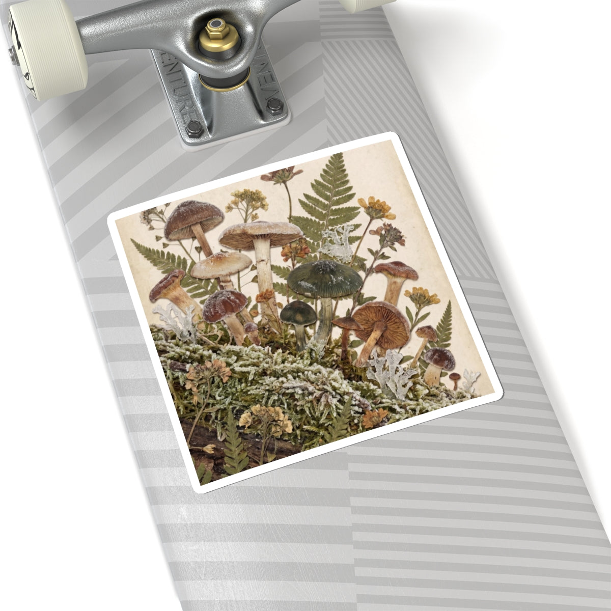 Winter Wild Mushrooms Herbarium Sticker | Rustic Decor