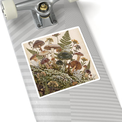 Winter Wild Mushrooms Herbarium Sticker | Rustic Decor