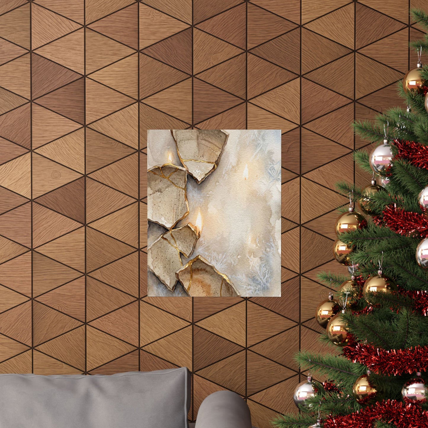 Winter Broken Pottery Watercolor Wall Art Print | Neutral Decor