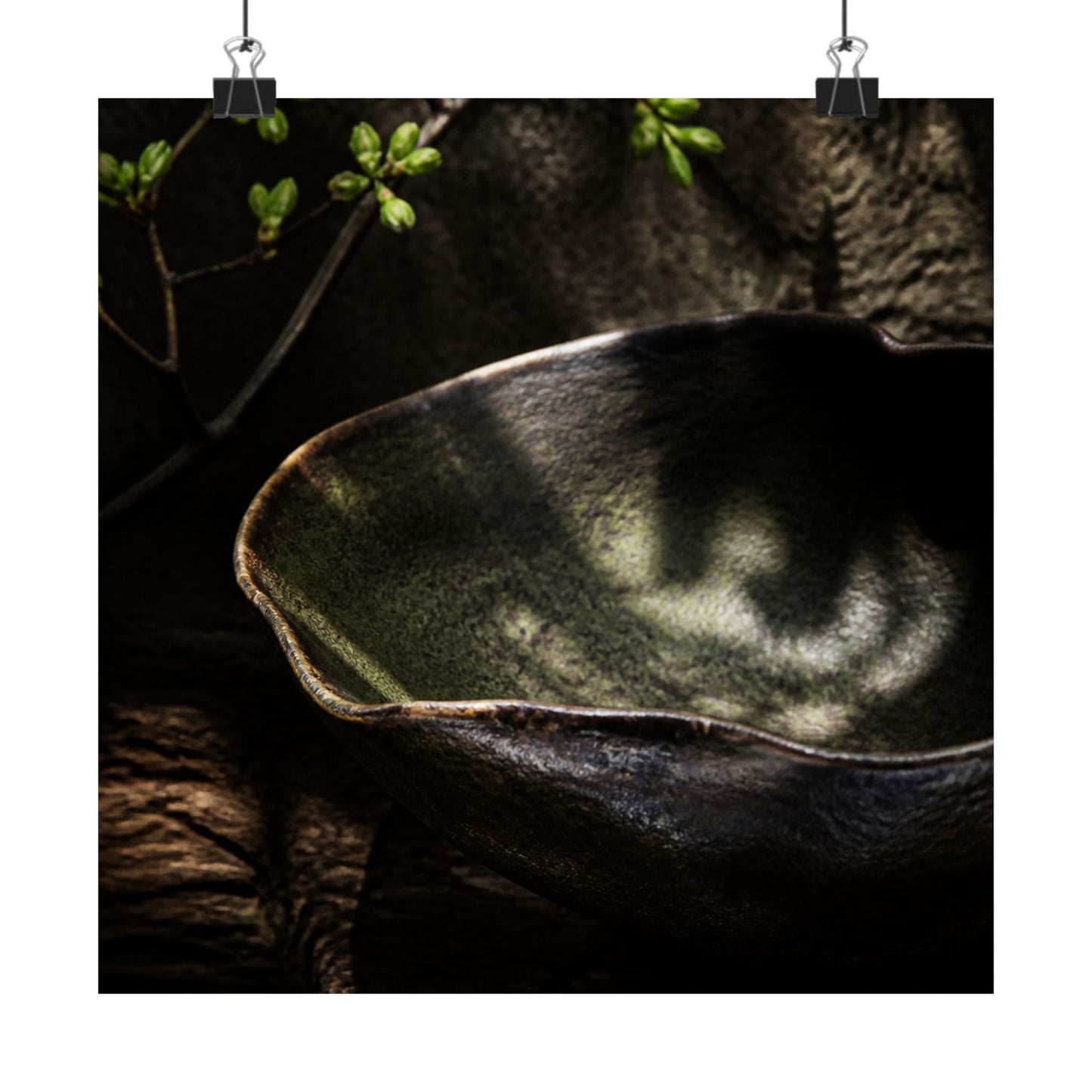 Dappled Ceramic Bowl Wall Art Print - Dark Japandi Fukinsei