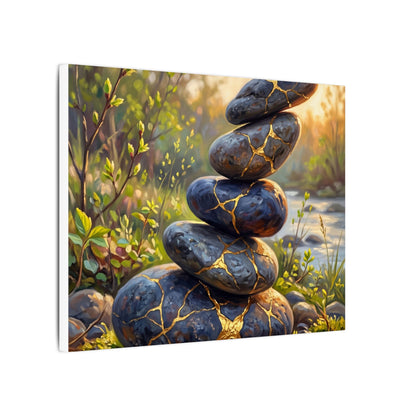 Spring River Stones Gold Repair Canvas Art | Healing Decor