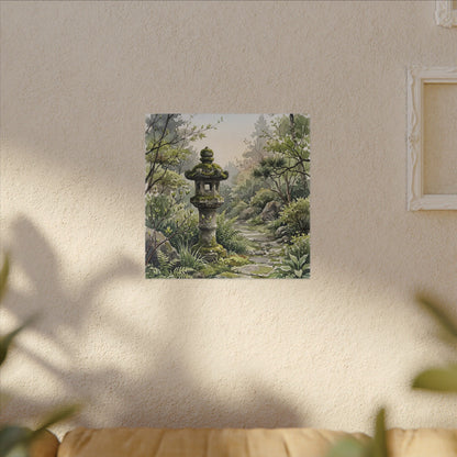 Neutral Stone Lantern Canvas Art - Watercolor Japandi
