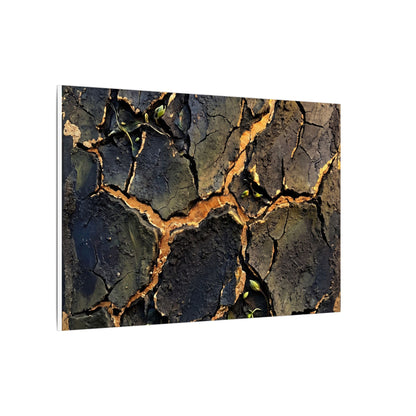 Cracked Earth Spring Canvas Art | Dark Japandi Atmospheric Design