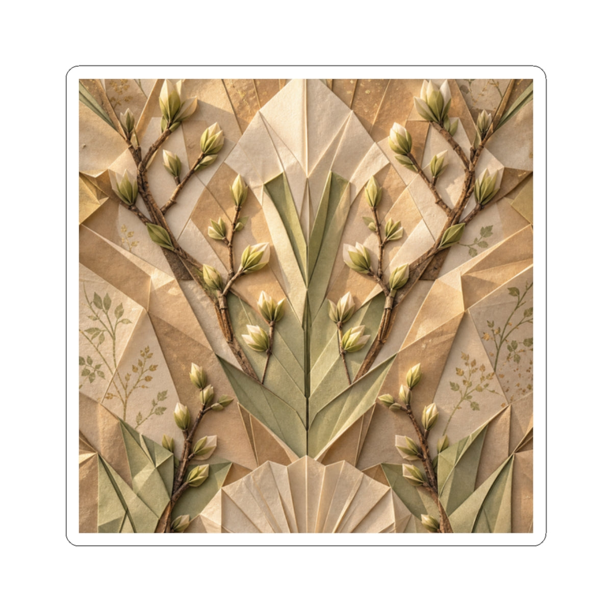 Earthy Paper Fold Sticker - Japanese Pattern Japandi