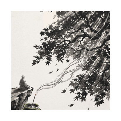 Serene Incense Smoke Canvas Art - Ukiyo E Inspired Zen