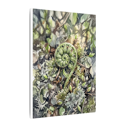 Fern Unfurling Spring Canvas Art | Japandi Neutral Design