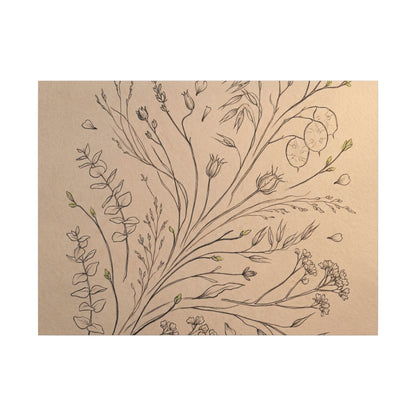 Dried Flowers Canvas Art | Spring Japandi Minimal Line Art